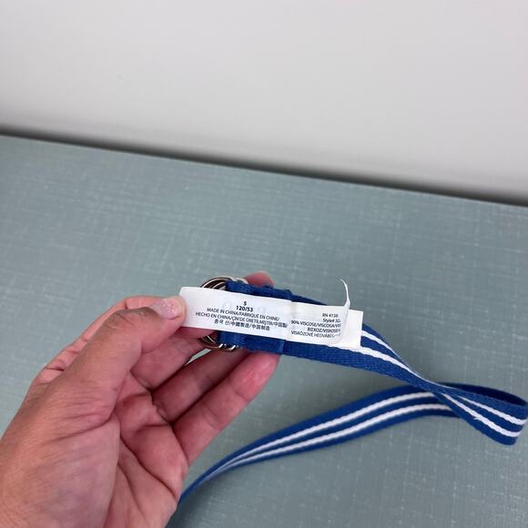 Ralph Lauren Blue and White Striped Canvas Belt 5T - Picture 4 of 6